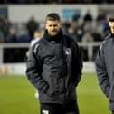 Graham Lee (manager) and Michael Nelson (assistant manager) Hufc 2-1 Rfc National League1 08-12-2021 Picture by FRANK REID