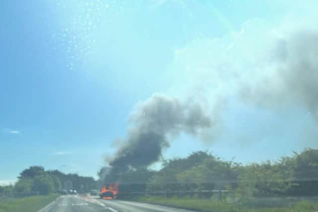 A Mail reader sent us this picture of the car blaze on the A179 on Wednesday morning.