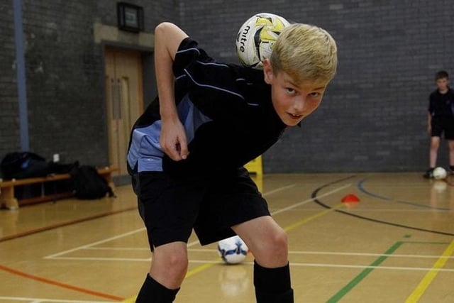Eleven-year-old Alex Hutchinson takes part in the Futsal taster session at Dyke House School in 2015.
