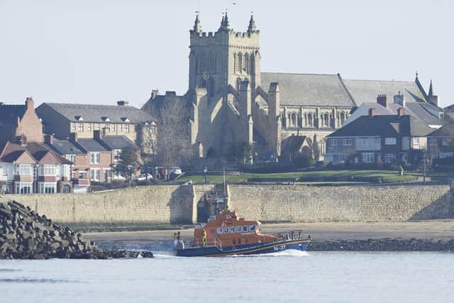 St Hilda's Church and the Hartlepool RNLI all weather lifeboat Betty Huntbatch.