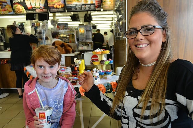 Poppy Watson-Hamilton waits to have her face painted by Annie Game from Burn Road Mcdonald's during a Halloween charity event in 2015. Picture by FRANK REID