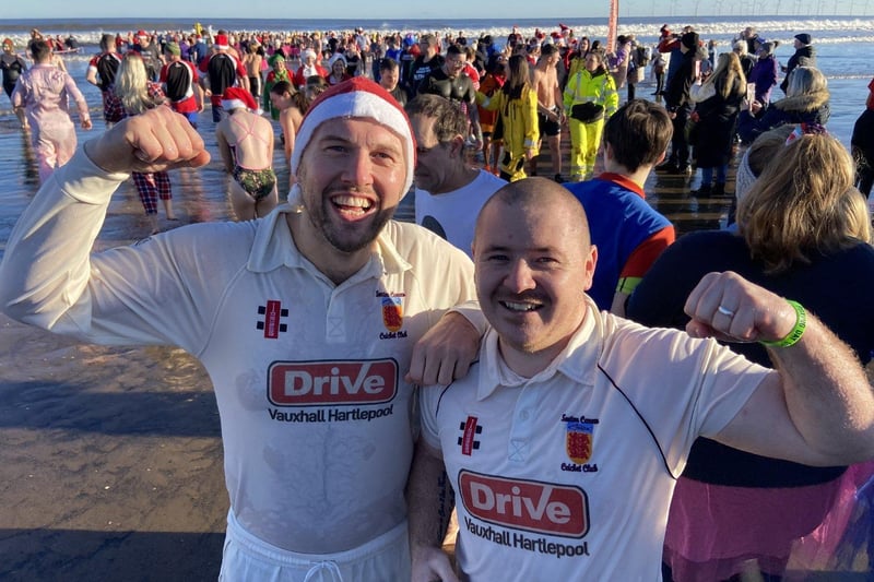 Seaton Carew Cricket Club members joined in the dip. Picture by FRANK REID