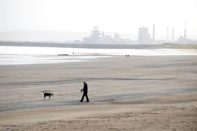 Redcar's steelworks as seen from Seaton Carew beach.