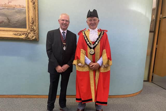 Cllr Brian Cowie (right) was celebrated as Hartlepool Borough Council’s new ceremonial mayor for 2022/23