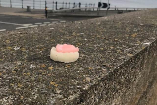 A set of false teeth found on the sea front by Hartley Poolie.