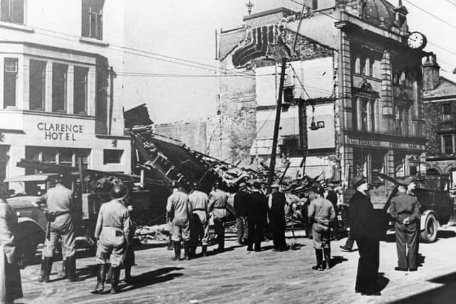 The aftermath of the bombardment of Church Street, Hartlepool, in August 1940.