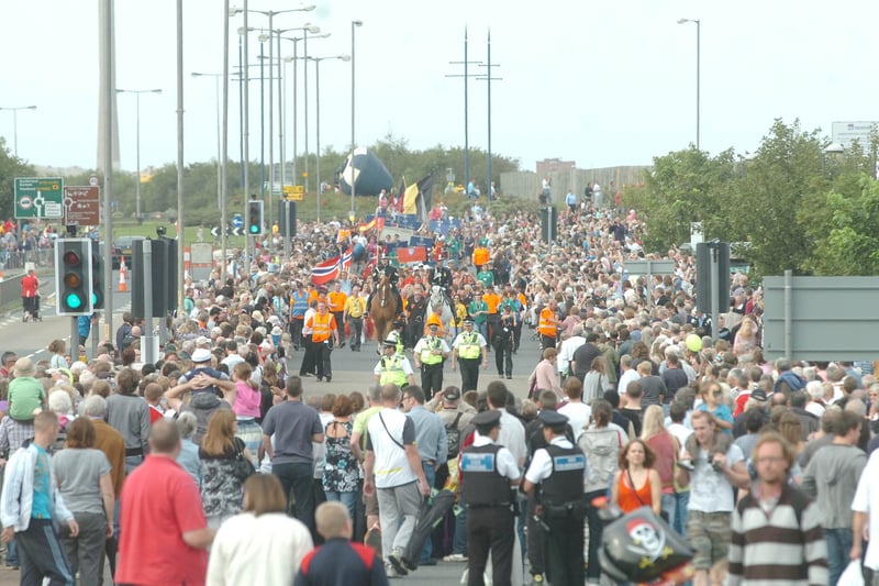 Spectators crowd Marina Way while heading to and from the 2010 Hartlepool Tall Ships Races.