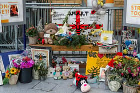 A memorial to the victims of the Manchester Arena bombing at nearby Victoria Station.