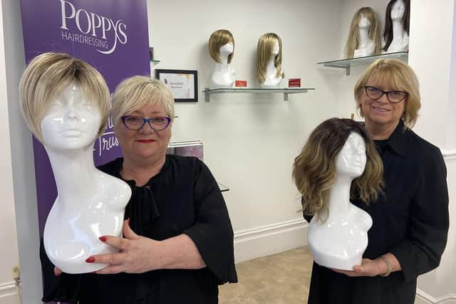 From left: Tracy Bourne, salon manager and qualified wig fitter at Poppys Hairdressing and Janice Auton, founder of Poppys Hairdressing.