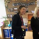 Baroness Diana Barran, left, with West View Primary School headteacher Lauren Furness.