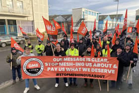 GMB picket line in Greatham Street, Hartlepool.Picture by FRANK REID
