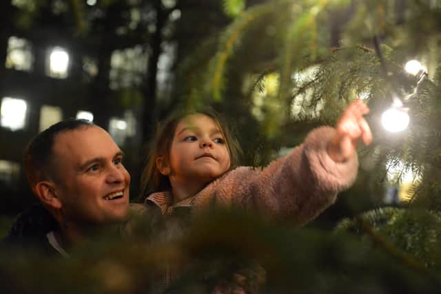 Lyla with dad Paul as they switched on the Christmas lights at Durham County Hall last year.