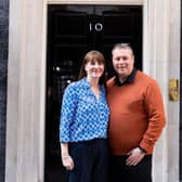 Jason and Louise Anderson outside 10 Downing Street.