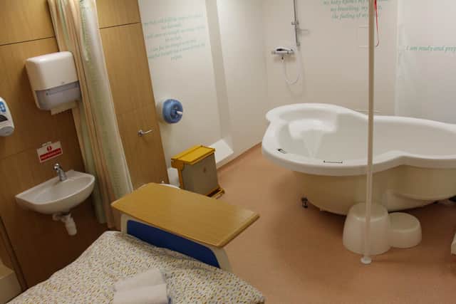 A look inside the birthing room at the Rowan Suite in the University Hospital of Hartlepool.