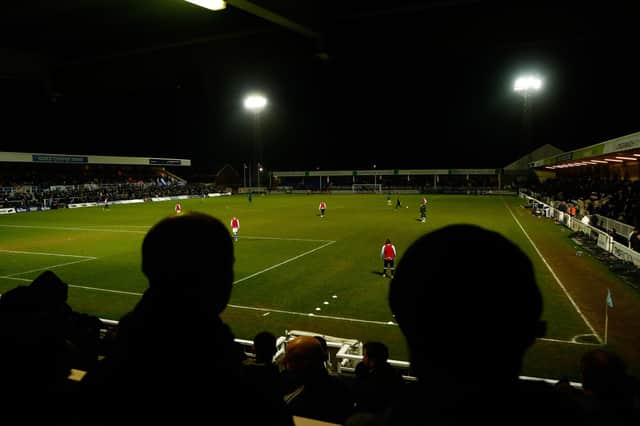 Hartlepool United's Suit Direct Stadium under the lights. (Credit: Will Matthews | MI News)