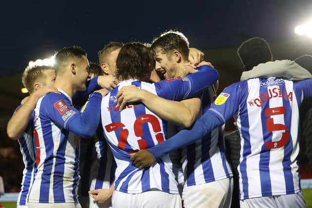 Hartlepool moved into round three of the FA Cup as Graeme Lee won his first game in charge against Lincoln CIty. (Credit: Mark Fletcher)