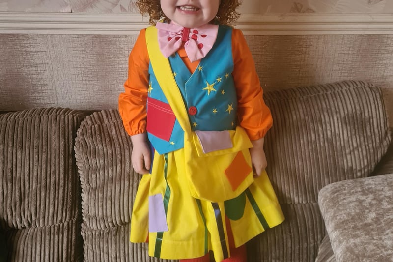 Ariella Rose Bunting, aged three, dressed as Mr Tumble for World Book Day 2021
