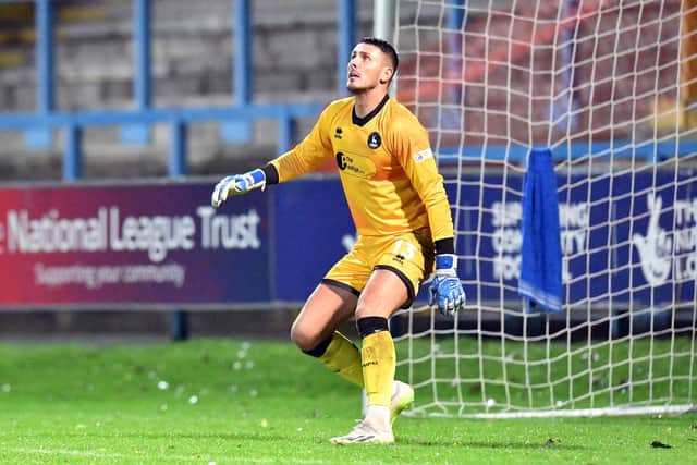 Harrogate Town have the option to recall goalkeeper Pete Jameson in January from his loan spell with Hartlepool United. Picture by FRANK REID