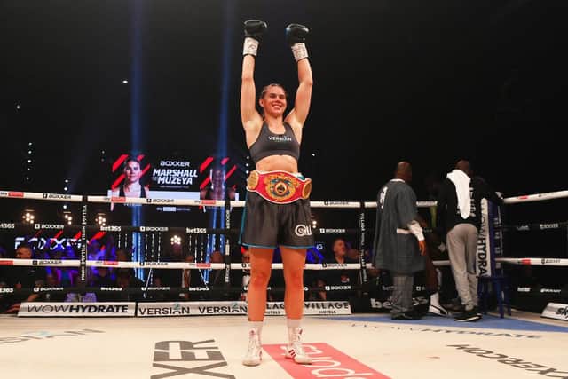 Superstar Savannah Marshall defended her middleweight title in the main event at Newcastle (Photo by Stu Forster/Getty Images)