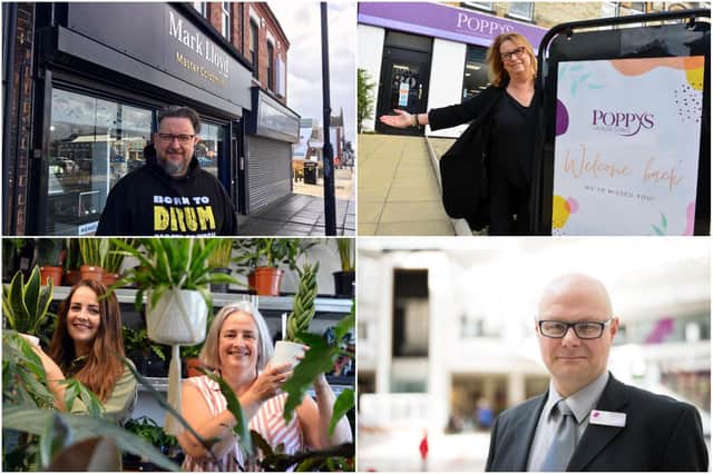Clockwise from top left: Jeweller Mark Lloyd, Janice Auton of Poppys Hairdressers, Middleton Grange manager Mark Rycraft and Emily and Linda Vaughan of Plantopia.