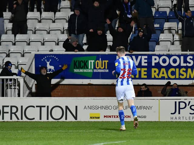 Matty Daly grabbed the winner against Bolton Wanderers as Hartlepool United moved into the quarter final of the Papa John's Trophy. Picture by FRANK REID