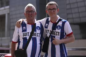 Hartlepool United supporters made the long trip to the Breyer Group Stadium for their League Two clash with Leyton Orient. (Credit: Tom West | MI News)