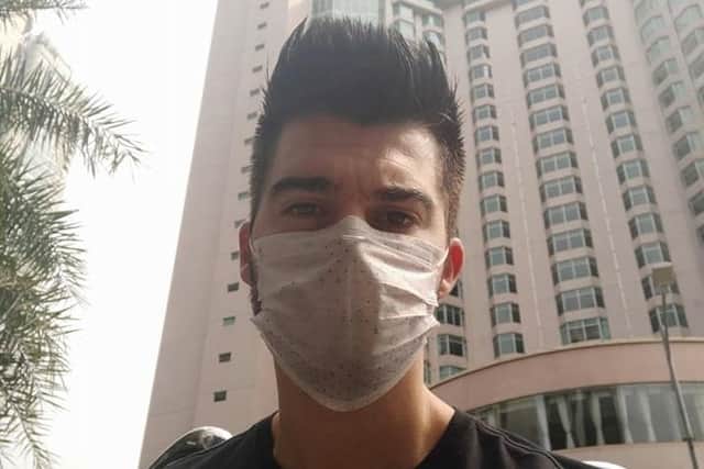 Thomas in Guangzhou wearing his mask.