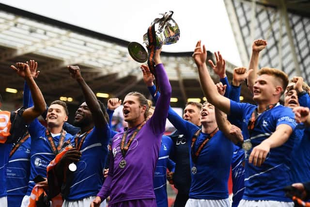Hartlepool United returned to the Football League in dramatic style in the National League Promotion Final (Photo by Harry Trump/Getty Images)