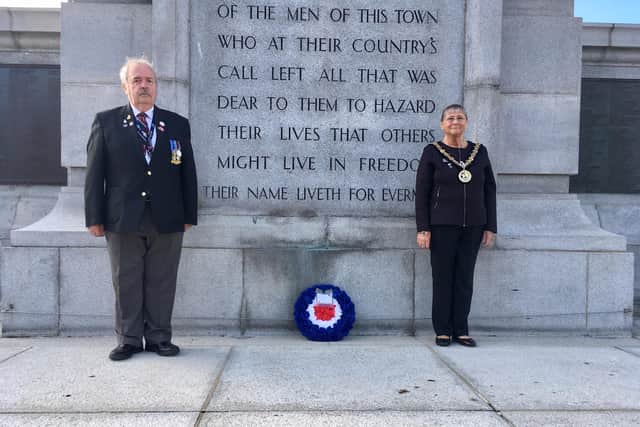 Hartlepool RAFA chairman Steve Davis and Ceremonial Mayor of Hartlepool Cllr Brenda Loynes laid a wreath at the war memorial on the 80th anniversary of the Battle of Britain.