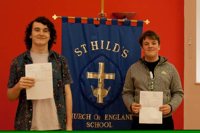 William Hetherington (left) and Alex Sanderson of St Hild's C of E School in Hartlepool with their GCSE results.