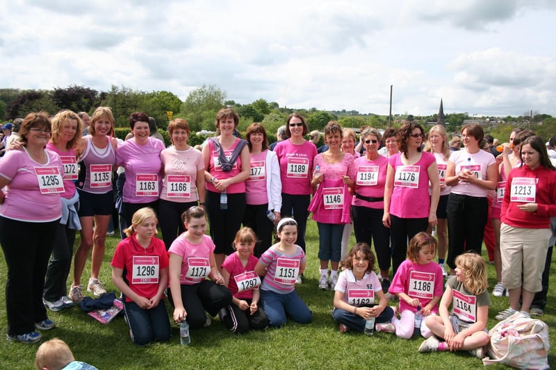 Some of the ladies who raised over £2,500 for cancer research by taking part in the Race for Life in 2007. The team was made up of nurses, physios, admin staff and others from both hospitals in Buxton, along with some willing friends and their daughters, plus colleagues from social services.
