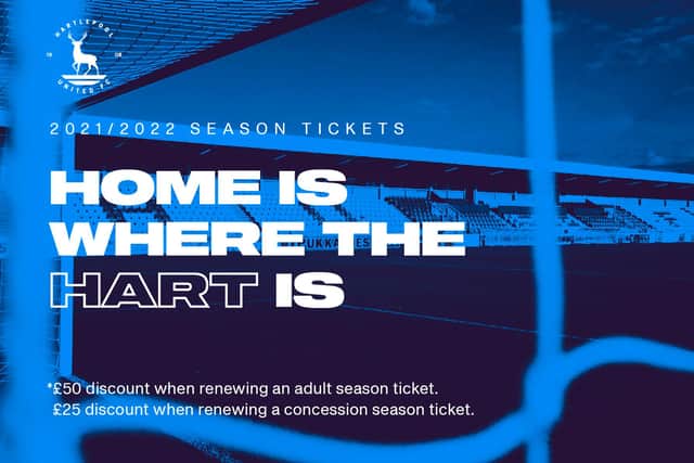 Hartlepool United season ticket offer.