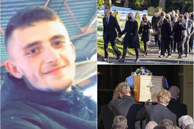 Friends and relatives gathered in Swinton yesterday for the funeral of gunshot victim Lewis Williams, aged 20.