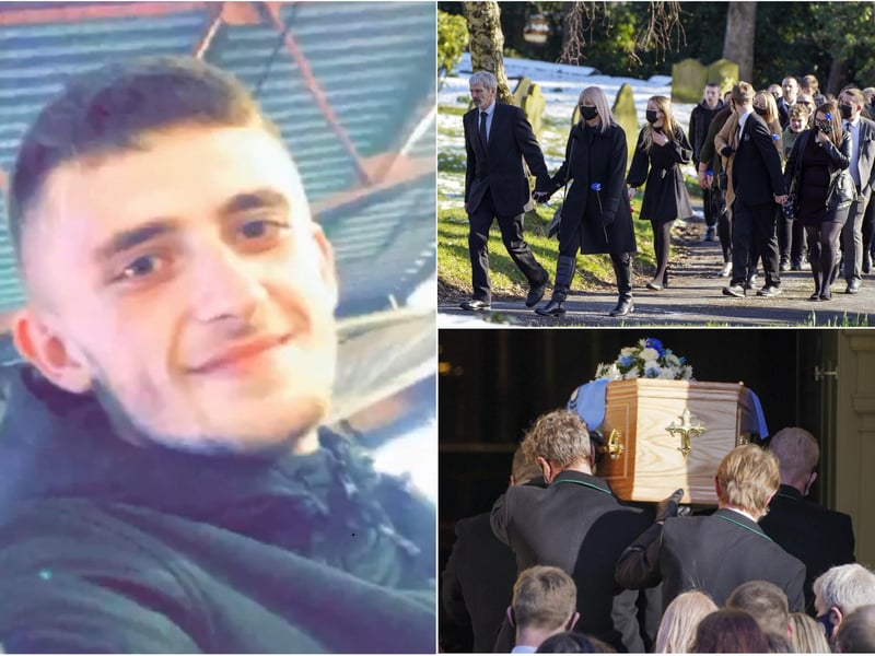 Friends and relatives gathered in Swinton yesterday for the funeral of gunshot victim Lewis Williams, aged 20.