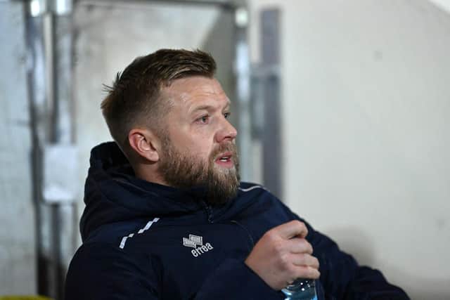 The Pools boss hailed Good Friday's hard-fought stalemate with promotion-chasing Scunthorpe United as "as good as a win" after his side produced a spirited showing to bounce back from Tuesday night's humiliating 7-0 defeat to Wealdstone. Picture by Frank Reid.