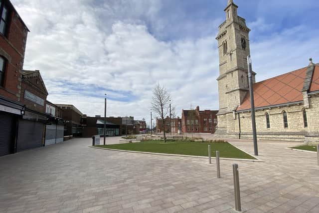 An empty Church Square, in Hartlepool, at the start of the pandemic. Picture by FRANK REID