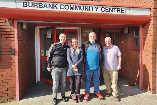 Poolie Time Exchange members from left: Stephen Picton, Councillor Amy Prince, Ian Cawley and Councillor Dave Hunter who are calling for volunteers to deliver food and medicine to elderly and vulnerable people who have to self-isolate due to coronavirus.