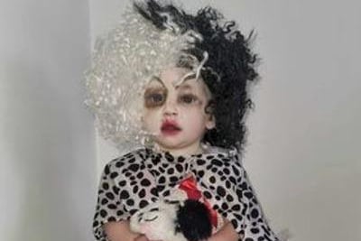 Thanks to Georgia Lincoln for this picture of 13-month-old Pomme as Cruella de Vil.