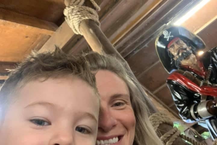 Hannah sent in this snap of her and her little chap. And, we don't mean the pirate in the background for the record.