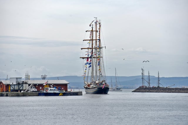 A ship leaves the Victoria Dock on the last day of the Tall Ships. Picture by BERNADETTE MALCOLMSON