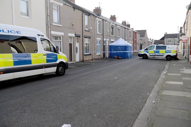 Police in Charterhouse Street, Hartlepool two days after Mr Hussain's murder. Picture by FRANK REID.
