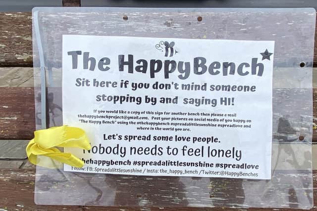 One of Hartlepool's happy benches, in Albion Terrace, the Headland.