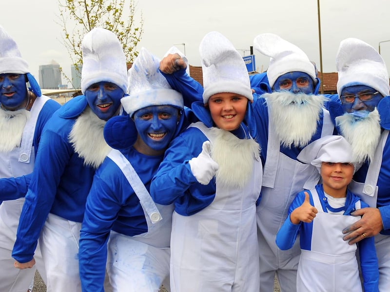 Charlton hosted another fancy-dress invasion in 2012 when the Poolie Army transformed themselves into Smurfs.