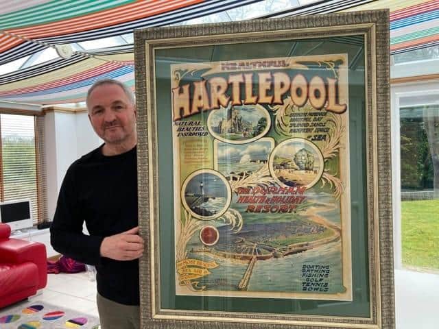Stephen Close with the second Healthful Hartlepool poster donated to the Boer War statue fund by businessman Owen Corrigan.
