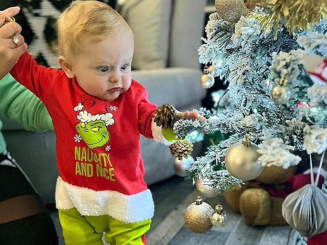 Zara Elizabeth Laing, age 6 months, ready to celebrate Christmas.