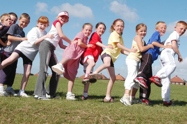 A charity conga at Plains Farm Primary School was held for Sport Relief in 2006.
