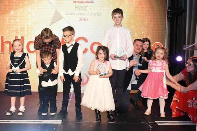 The 2019 Child of Courage winners at the Best of Hartlepool Awards. Lyla is pictured centre holding her trophy.