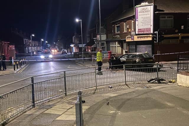 Emergency services at the crash scene in Hartlepool on Tuesday night. Picture by Frank Reid.