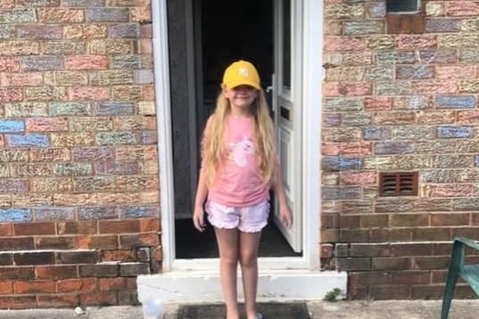 Summer Hutchinson, aged 7, couloured in the wall of her house for all the key workers.