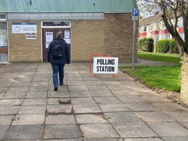 A polling station in Seaton Carew